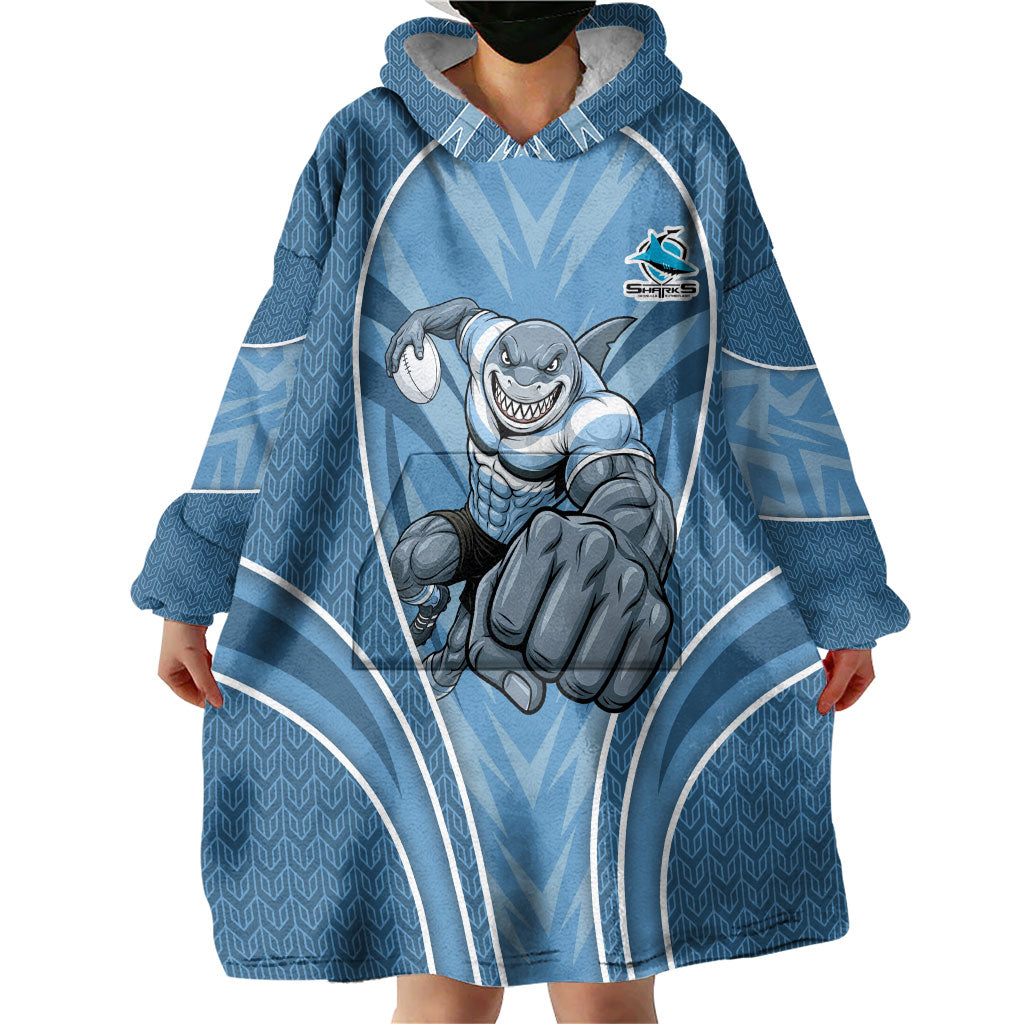 Cronulla Sutherland Sharks Rugby Mascot Wearable Blanket Hoodie Australian Rugby Culture - Tribal Inspired Sharks
