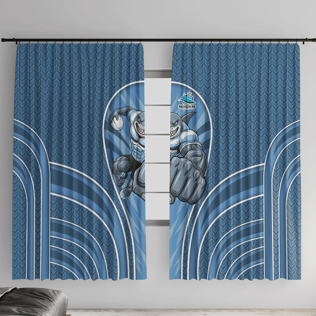 Cronulla Sutherland Sharks Rugby Mascot Window Curtain Australian Rugby Culture - Tribal Inspired Sharks