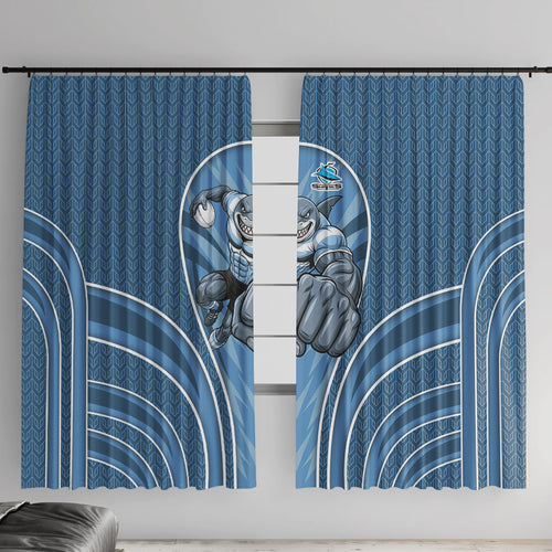 Cronulla Sutherland Sharks Rugby Mascot Window Curtain Australian Rugby Culture - Tribal Inspired Sharks