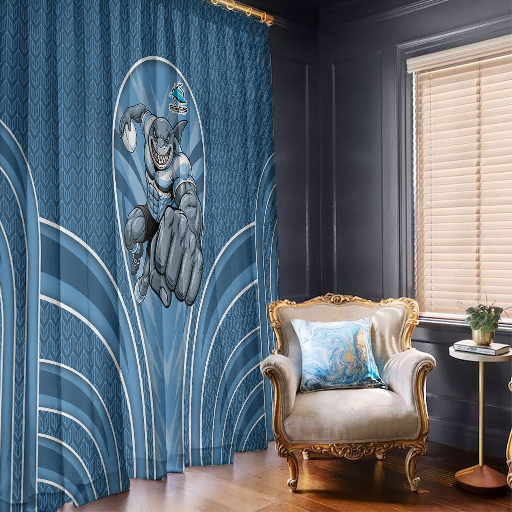 Cronulla Sutherland Sharks Rugby Mascot Window Curtain Australian Rugby Culture - Tribal Inspired Sharks