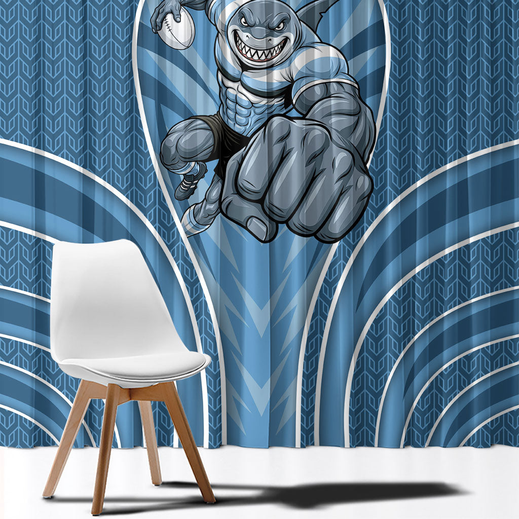 Cronulla Sutherland Sharks Rugby Mascot Window Curtain Australian Rugby Culture - Tribal Inspired Sharks