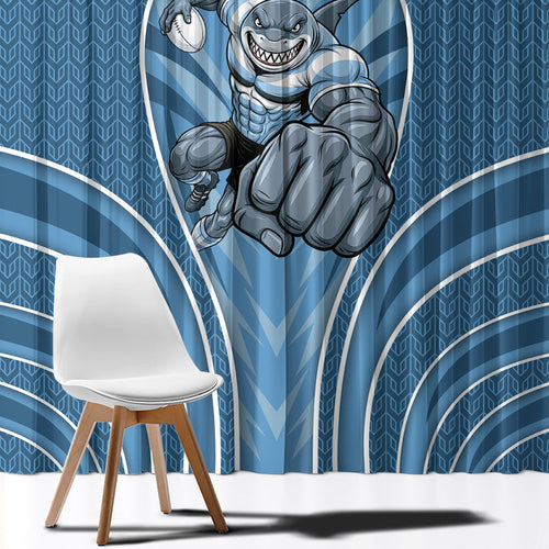 Cronulla Sutherland Sharks Rugby Mascot Window Curtain Australian Rugby Culture - Tribal Inspired Sharks
