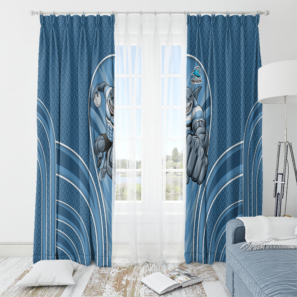 Cronulla Sutherland Sharks Rugby Mascot Window Curtain Australian Rugby Culture - Tribal Inspired Sharks