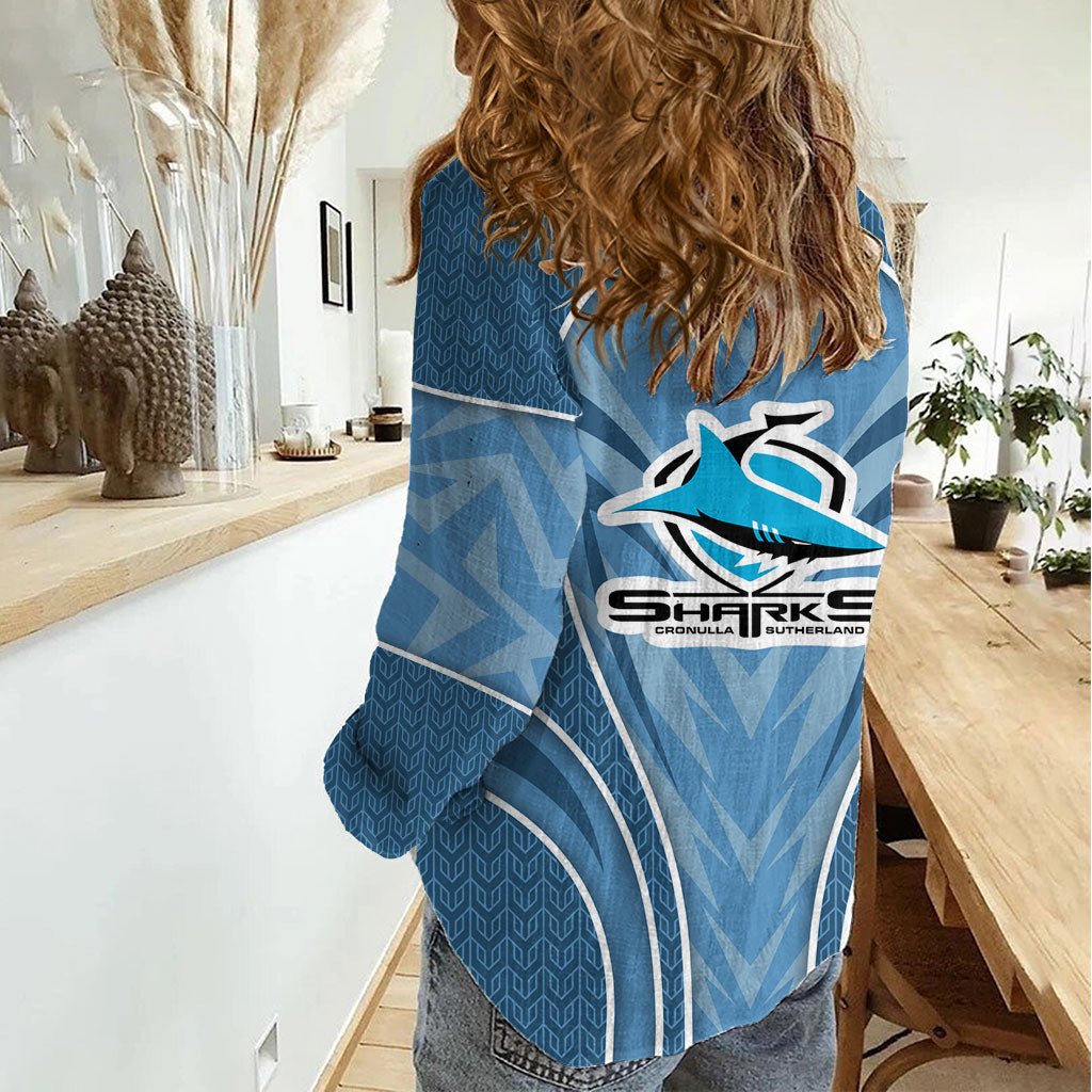Cronulla Sutherland Sharks Rugby Mascot Women Casual Shirt Australian Rugby Culture - Tribal Inspired Sharks