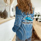 Cronulla Sutherland Sharks Rugby Mascot Women Casual Shirt Australian Rugby Culture - Tribal Inspired Sharks