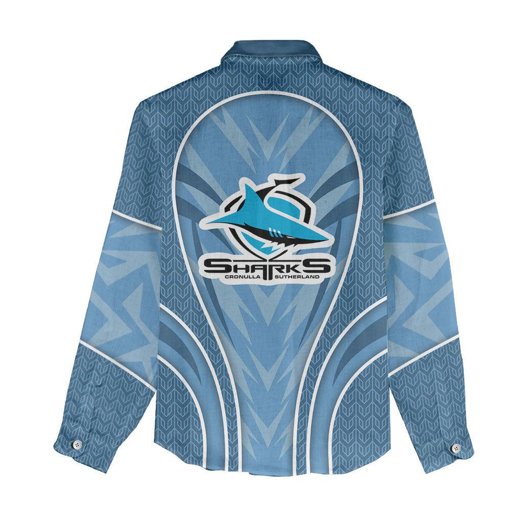 Cronulla Sutherland Sharks Rugby Mascot Women Casual Shirt Australian Rugby Culture - Tribal Inspired Sharks