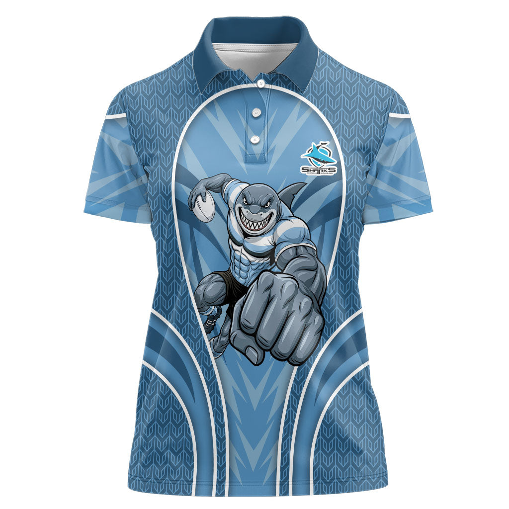 Cronulla Sutherland Sharks Rugby Mascot Women Polo Shirt Australian Rugby Culture - Tribal Inspired Sharks