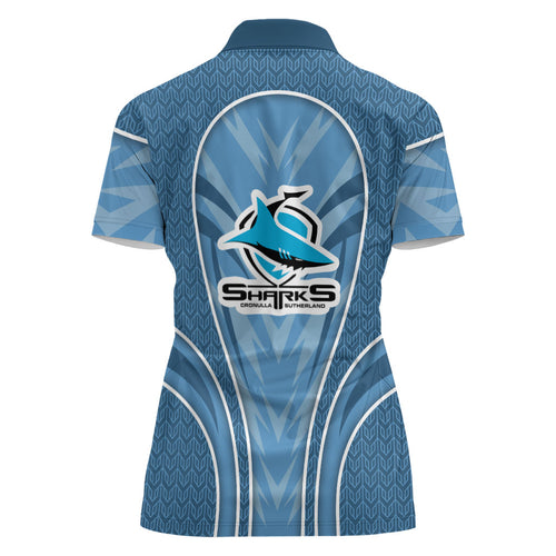 Cronulla Sutherland Sharks Rugby Mascot Women Polo Shirt Australian Rugby Culture - Tribal Inspired Sharks