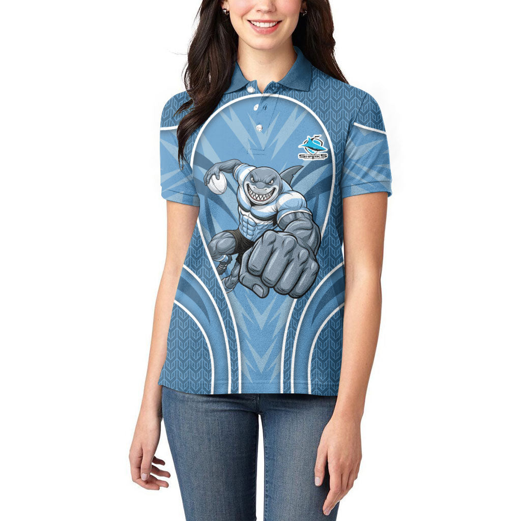 Cronulla Sutherland Sharks Rugby Mascot Women Polo Shirt Australian Rugby Culture - Tribal Inspired Sharks