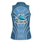 Cronulla Sutherland Sharks Rugby Mascot Women Sleeveless Polo Shirt Australian Rugby Culture - Tribal Inspired Sharks