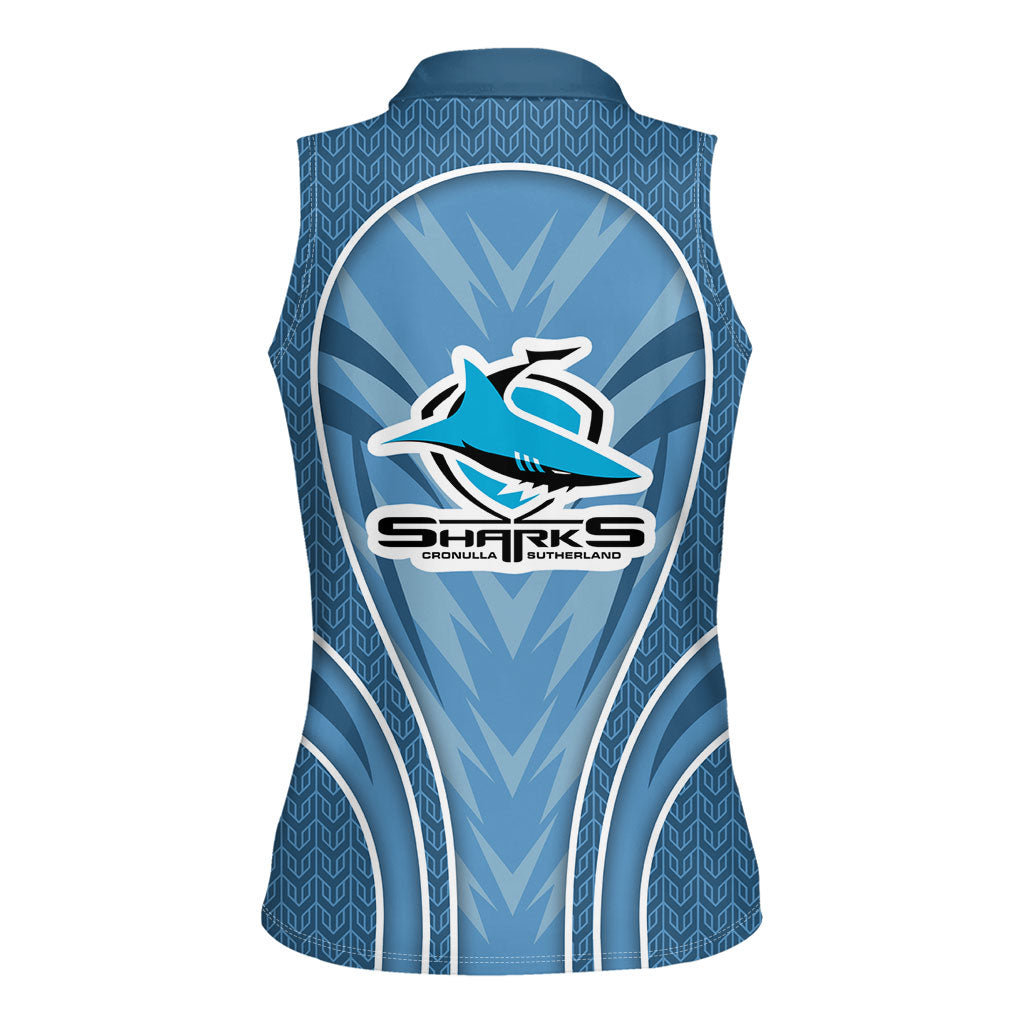 Cronulla Sutherland Sharks Rugby Mascot Women Sleeveless Polo Shirt Australian Rugby Culture - Tribal Inspired Sharks