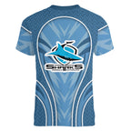 Cronulla Sutherland Sharks Rugby Mascot Women V-Neck T-Shirt Australian Rugby Culture - Tribal Inspired Sharks