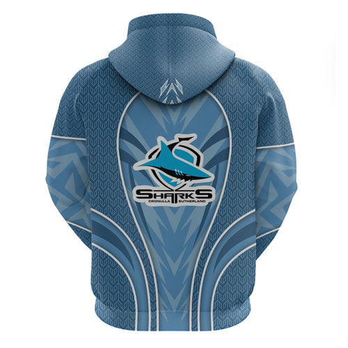 Cronulla Sutherland Sharks Rugby Mascot Zip Hoodie Australian Rugby Culture - Tribal Inspired Sharks