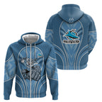 Cronulla Sutherland Sharks Rugby Mascot Zip Hoodie Australian Rugby Culture - Tribal Inspired Sharks