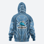 Cronulla Sutherland Sharks Rugby Mascot Zip Hoodie Australian Rugby Culture - Tribal Inspired Sharks