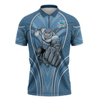Cronulla Sutherland Sharks Rugby Mascot Zipper Polo Shirt Australian Rugby Culture - Tribal Inspired Sharks