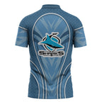 Cronulla Sutherland Sharks Rugby Mascot Zipper Polo Shirt Australian Rugby Culture - Tribal Inspired Sharks