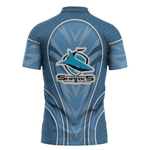 Cronulla Sutherland Sharks Rugby Mascot Zipper Polo Shirt Australian Rugby Culture - Tribal Inspired Sharks