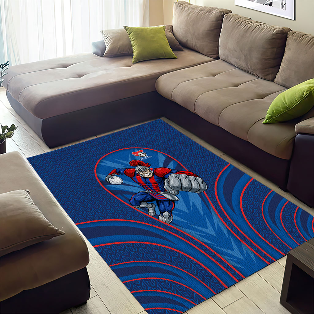 Newcastle Knights Rugby Mascot Area Rug Australian Rugby Culture - Tribal Inspired Knight Warrior