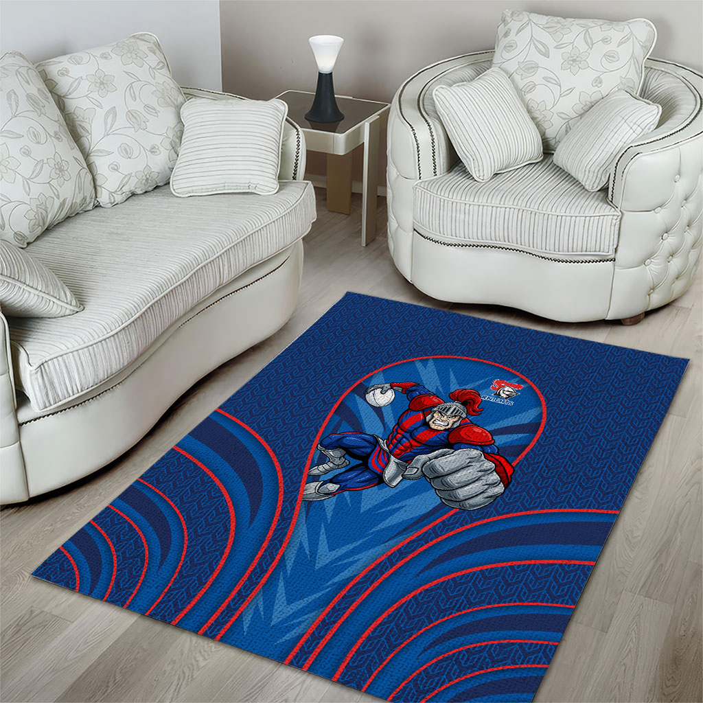 Newcastle Knights Rugby Mascot Area Rug Australian Rugby Culture - Tribal Inspired Knight Warrior