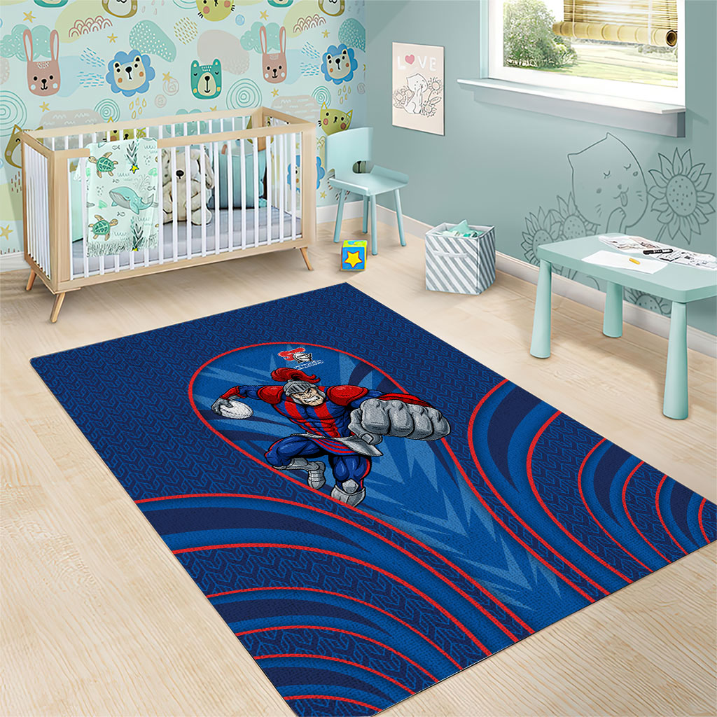 Newcastle Knights Rugby Mascot Area Rug Australian Rugby Culture - Tribal Inspired Knight Warrior