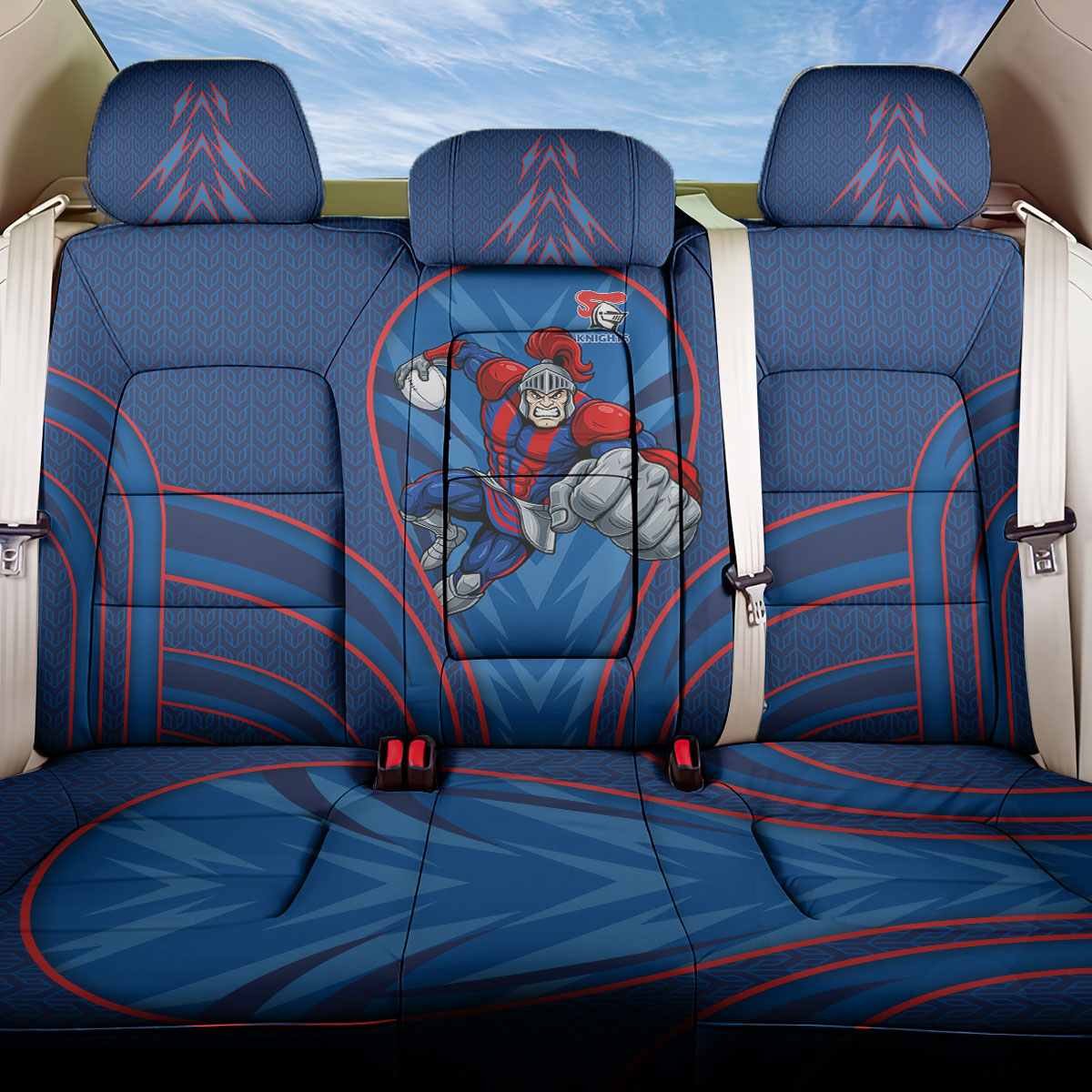 Newcastle Knights Rugby Mascot Back Car Seat Cover Australian Rugby Culture - Tribal Inspired Knight Warrior