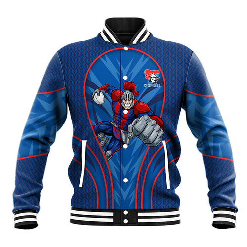 Newcastle Knights Rugby Mascot Baseball Jacket Australian Rugby Culture - Tribal Inspired Knight Warrior