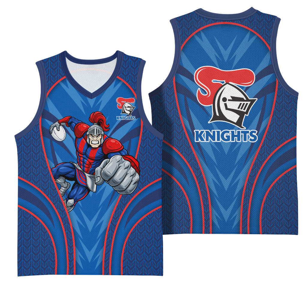 Newcastle Knights Rugby Mascot Basketball Jersey Australian Rugby Culture - Tribal Inspired Knight Warrior