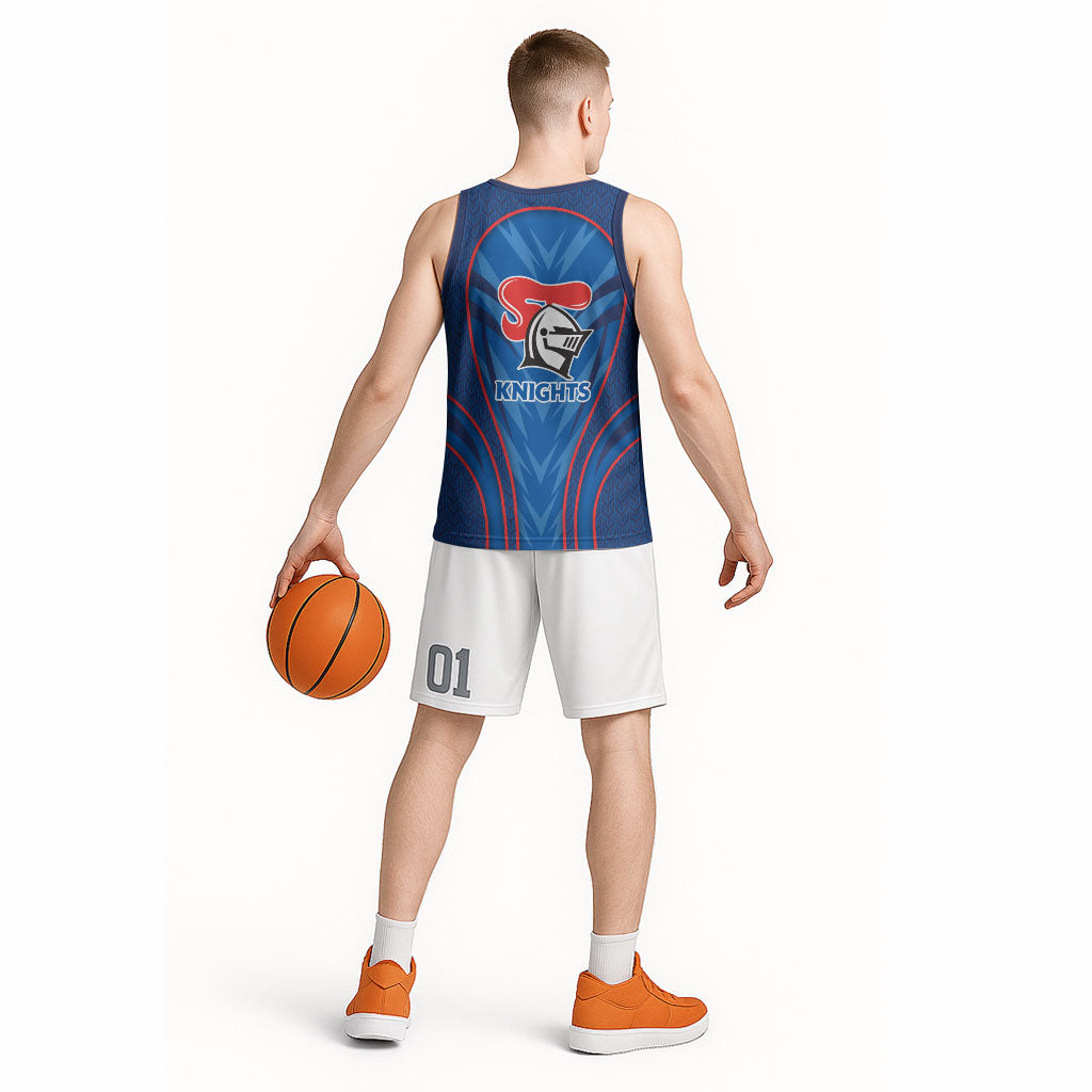 Newcastle Knights Rugby Mascot Basketball Jersey Australian Rugby Culture - Tribal Inspired Knight Warrior