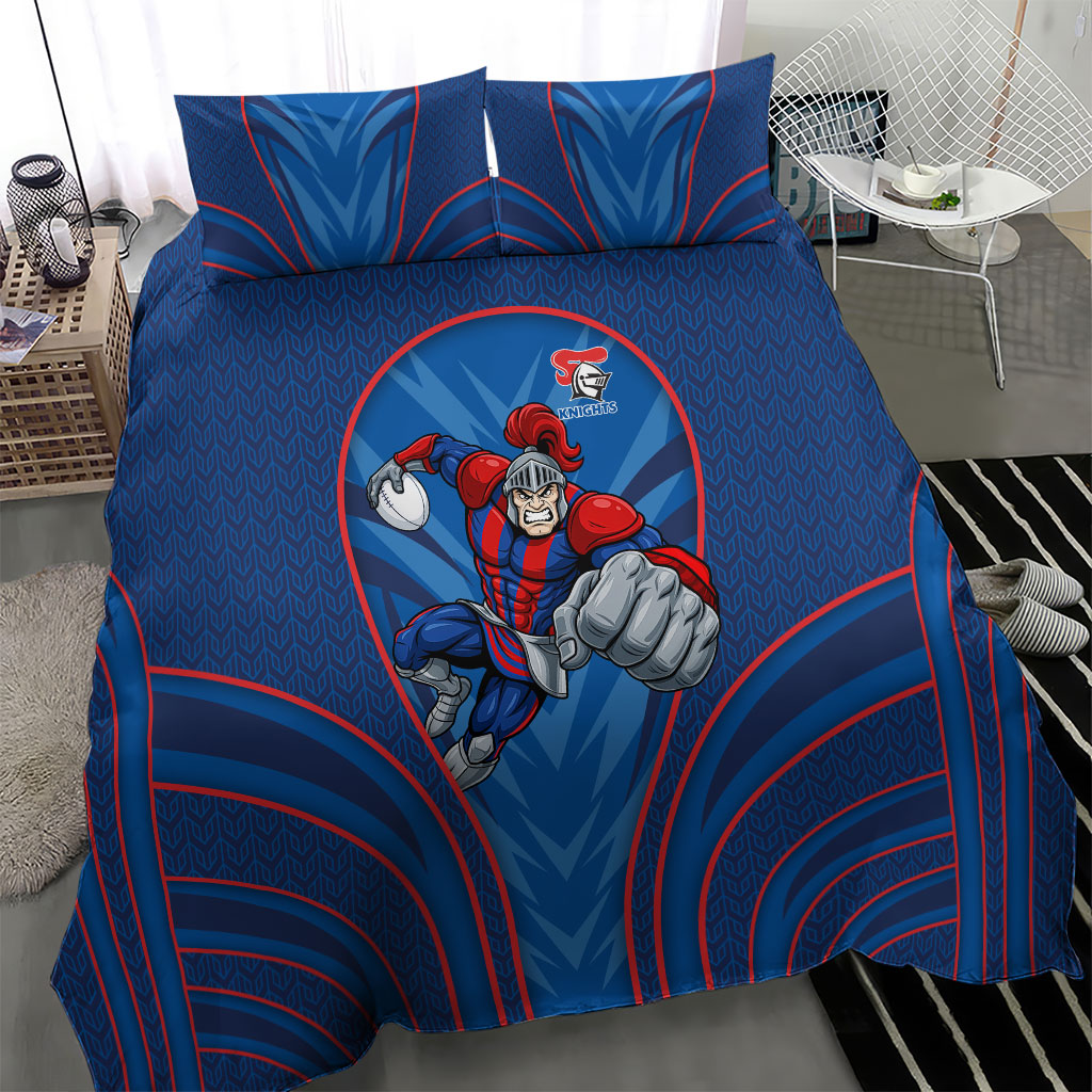 Newcastle Knights Rugby Mascot Bedding Set Australian Rugby Culture - Tribal Inspired Knight Warrior