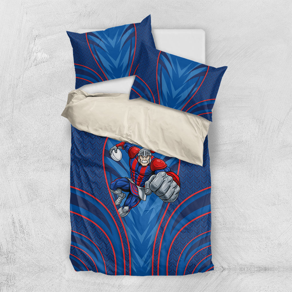Newcastle Knights Rugby Mascot Bedding Set Australian Rugby Culture - Tribal Inspired Knight Warrior