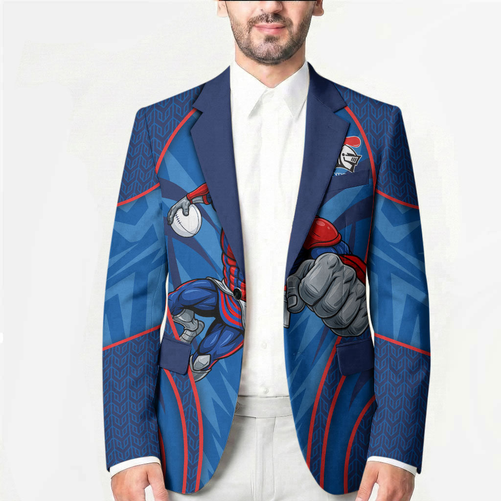 Newcastle Knights Rugby Mascot Blazer Australian Rugby Culture - Tribal Inspired Knight Warrior