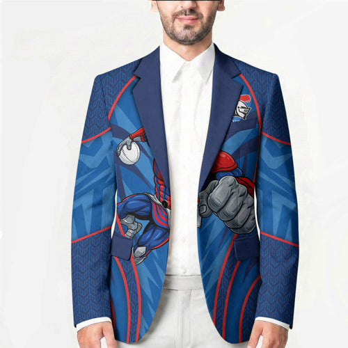 Newcastle Knights Rugby Mascot Blazer Australian Rugby Culture - Tribal Inspired Knight Warrior