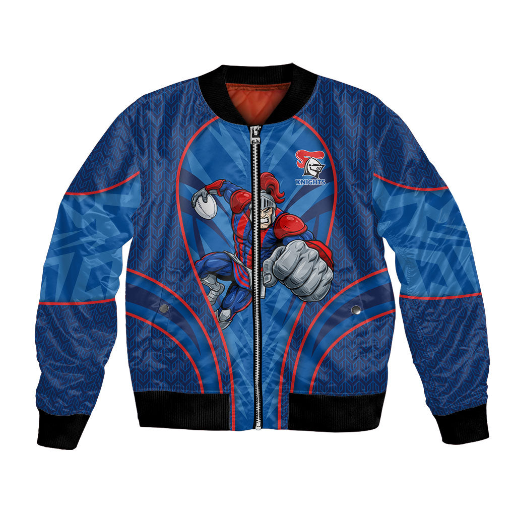 Newcastle Knights Rugby Mascot Bomber Jacket Australian Rugby Culture - Tribal Inspired Knight Warrior