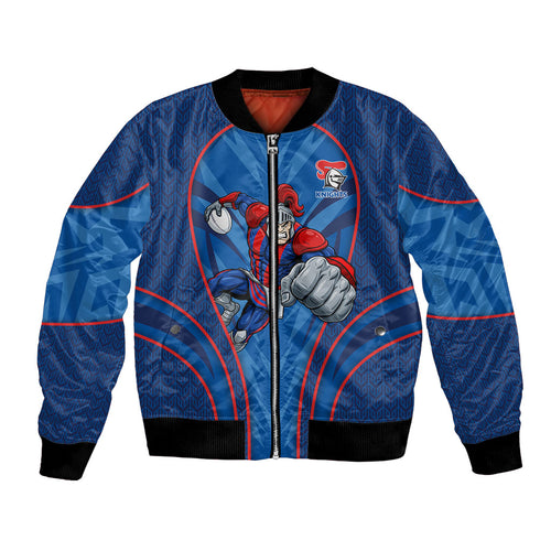 Newcastle Knights Rugby Mascot Bomber Jacket Australian Rugby Culture - Tribal Inspired Knight Warrior