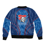 Newcastle Knights Rugby Mascot Bomber Jacket Australian Rugby Culture - Tribal Inspired Knight Warrior