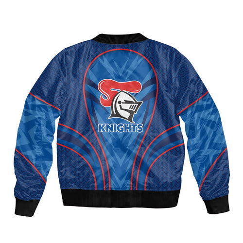 Newcastle Knights Rugby Mascot Bomber Jacket Australian Rugby Culture - Tribal Inspired Knight Warrior
