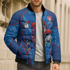 Newcastle Knights Rugby Mascot Bomber Puffer Jacket Australian Rugby Culture - Tribal Inspired Knight Warrior