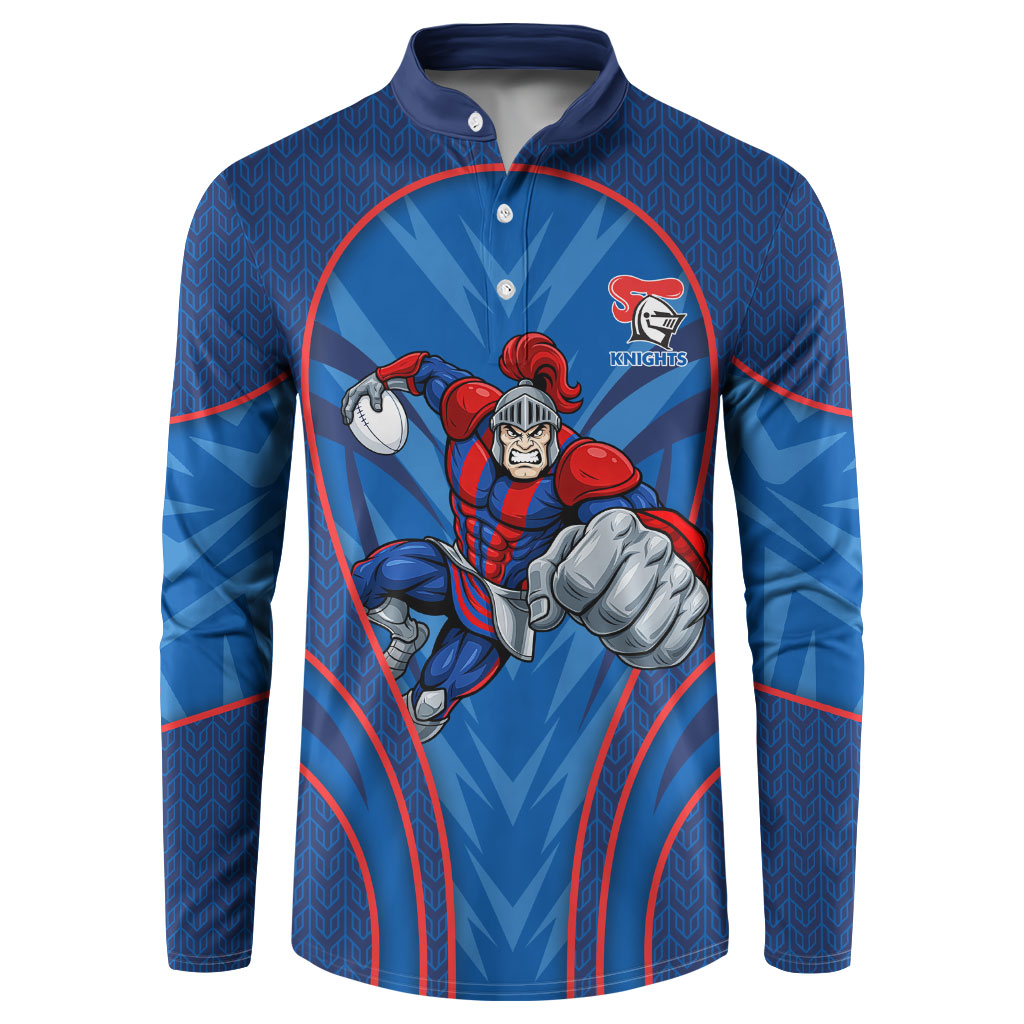 Newcastle Knights Rugby Mascot Button Sweatshirt Australian Rugby Culture - Tribal Inspired Knight Warrior