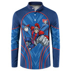 Newcastle Knights Rugby Mascot Button Sweatshirt Australian Rugby Culture - Tribal Inspired Knight Warrior