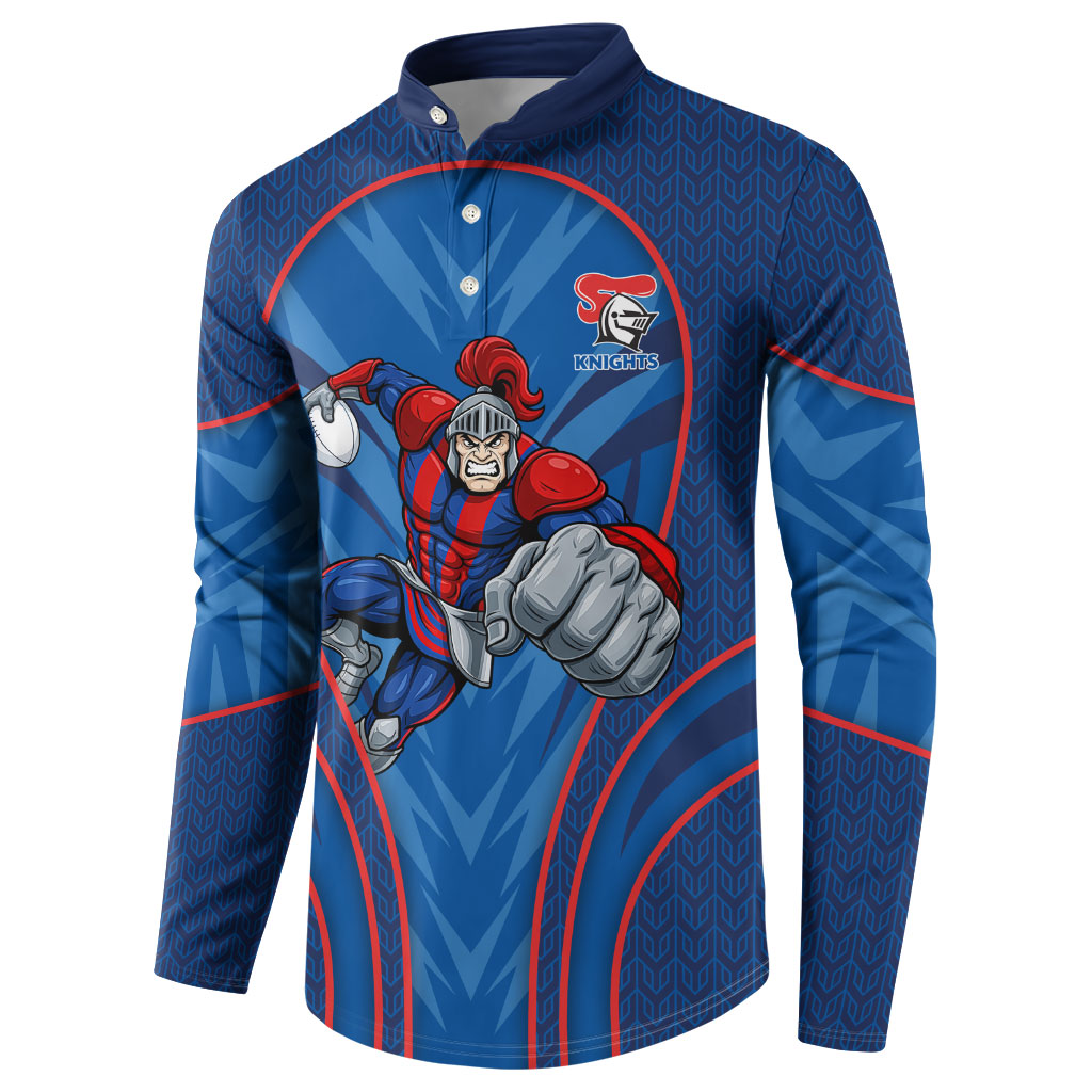 Newcastle Knights Rugby Mascot Button Sweatshirt Australian Rugby Culture - Tribal Inspired Knight Warrior