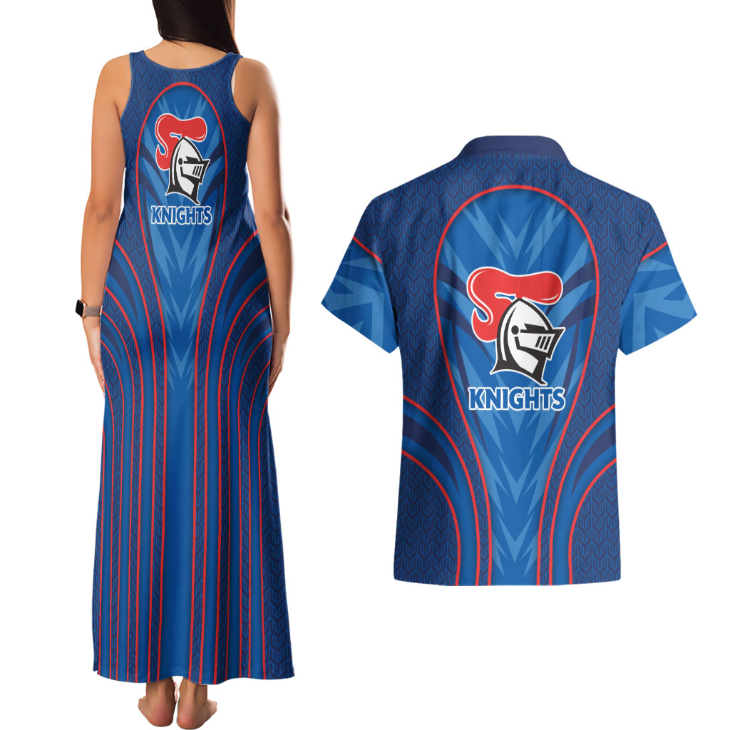 Newcastle Knights Rugby Mascot Couples Matching Tank Maxi Dress and Hawaiian Shirt Australian Rugby Culture - Tribal Inspired Knight Warrior