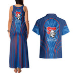 Newcastle Knights Rugby Mascot Couples Matching Tank Maxi Dress and Hawaiian Shirt Australian Rugby Culture - Tribal Inspired Knight Warrior