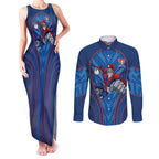 Newcastle Knights Rugby Mascot Couples Matching Tank Maxi Dress and Long Sleeve Button Shirt Australian Rugby Culture - Tribal Inspired Knight Warrior