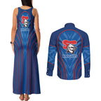 Newcastle Knights Rugby Mascot Couples Matching Tank Maxi Dress and Long Sleeve Button Shirt Australian Rugby Culture - Tribal Inspired Knight Warrior