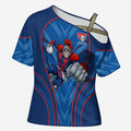 Newcastle Knights Rugby Mascot Cross Shoulder Shirt Australian Rugby Culture - Tribal Inspired Knight Warrior