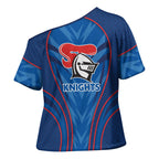 Newcastle Knights Rugby Mascot Cross Shoulder Shirt Australian Rugby Culture - Tribal Inspired Knight Warrior
