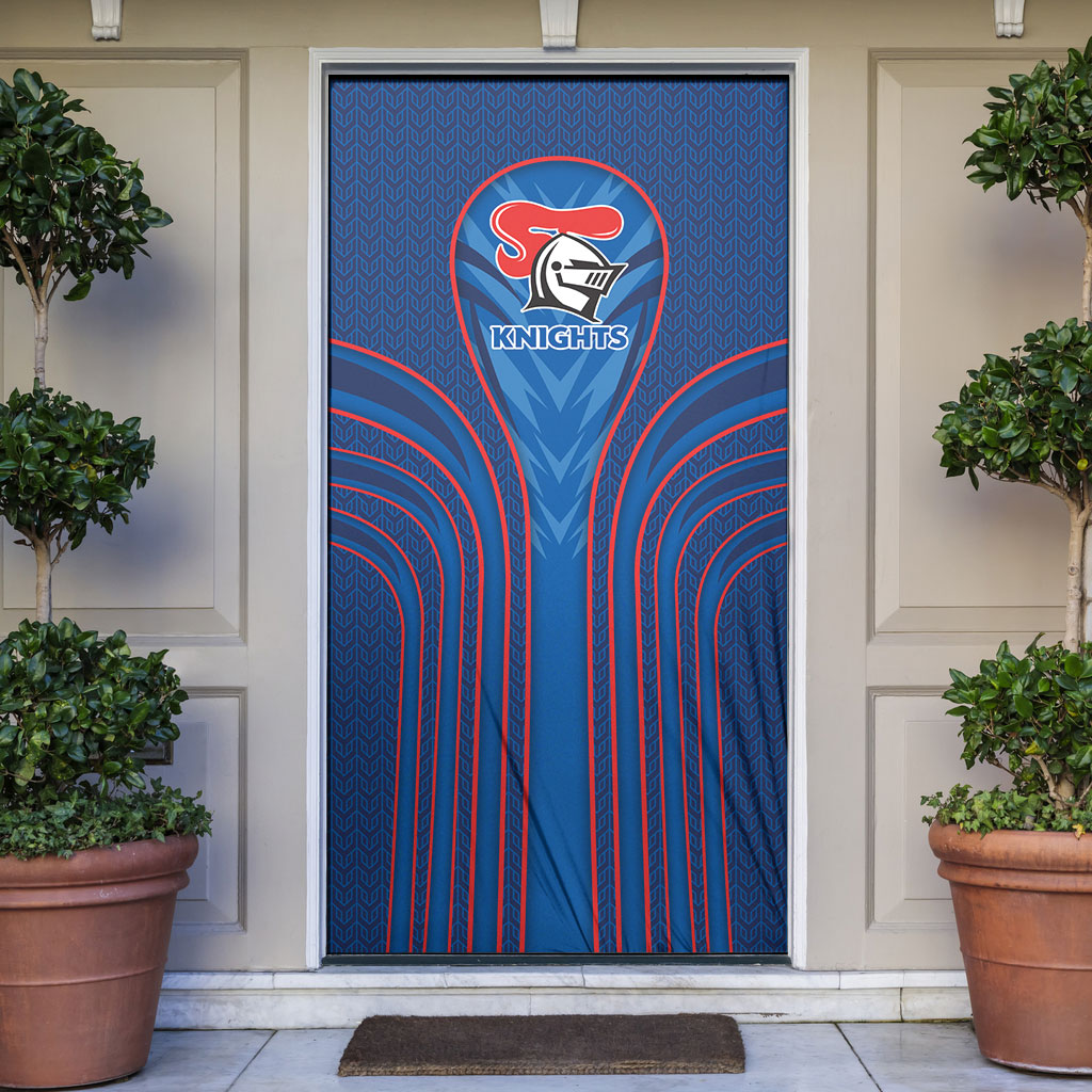 Newcastle Knights Rugby Mascot Door Cover Australian Rugby Culture - Tribal Inspired Knight Warrior