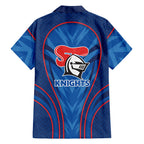Newcastle Knights Rugby Mascot Family Matching Long Sleeve Bodycon Dress and Hawaiian Shirt Australian Rugby Culture - Tribal Inspired Knight Warrior