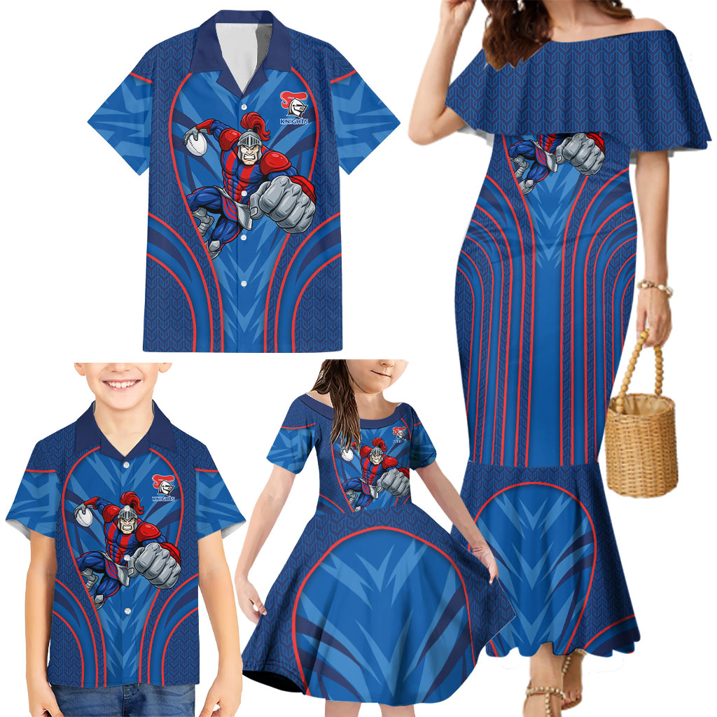 Newcastle Knights Rugby Mascot Family Matching Mermaid Dress and Hawaiian Shirt Australian Rugby Culture - Tribal Inspired Knight Warrior